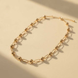 CHIC MINIMALIST GOLD BALL AND BAR LINK CHAIN NECKLACE