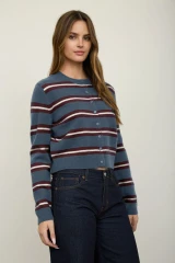 MULTI-COLOR STRIPE KNIT CARDIGAN
