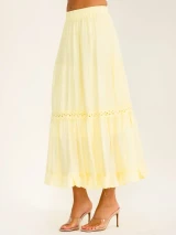 ELASTIC WAIST TIERED CROCHET MAXI SKIRT