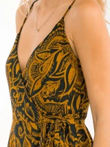 SLEEVELESS SELF TIE FLORAL WRAP MAXI DRESS