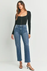 HIGH-WAISTED FULL LENGTH STRAIGHT DENIM JEAN