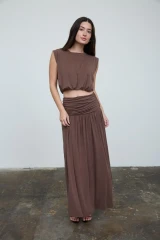SLEEVELESS BALLOON HEM KNIT CROP TOP