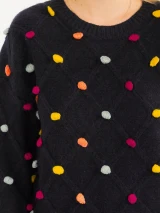 LONG SLEEVE PULLOVER POM POM DETAILED SWEATER (Updating)