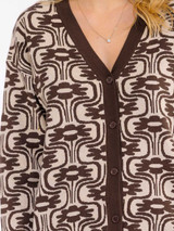 BUTTON UP FLORAL PRINT SWEATER