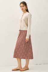 PRINT MIDI SKIRT WITH ELASTIC WAISTBAND
