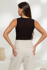 SLEEVELESS ROUND NECK SWEATER KNIT TOP SLEEVELESS ROUND NECK SWEATER KNIT TOP