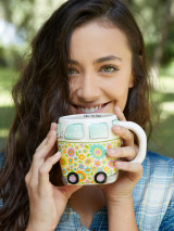 FOLK ART COFFEE MUG - DAISY THE VAN