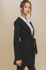 FLEECE BELTED HOODIE COAT (Updating)