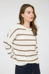 STRIPE CREWNECK RIBBED SWEATER