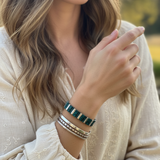 ARTISAN TEAL SILVER STRETCH BRACELET
