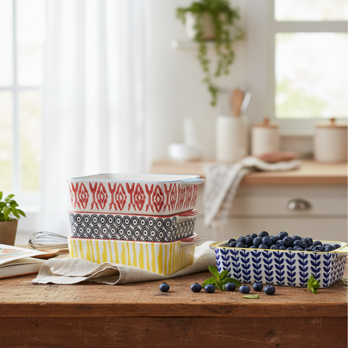 HAND STAMPED STONEWARE BAKER