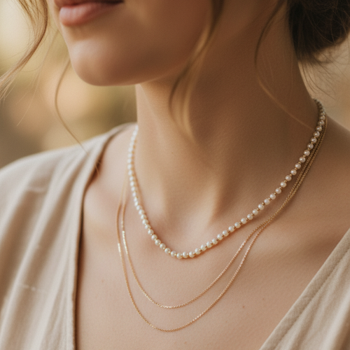 BOHEMIAN PEARL GOLD LAYERING NECKLACE