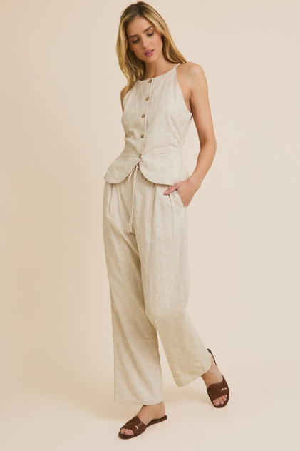 DRAW STRING WAIST EYELET PANTS