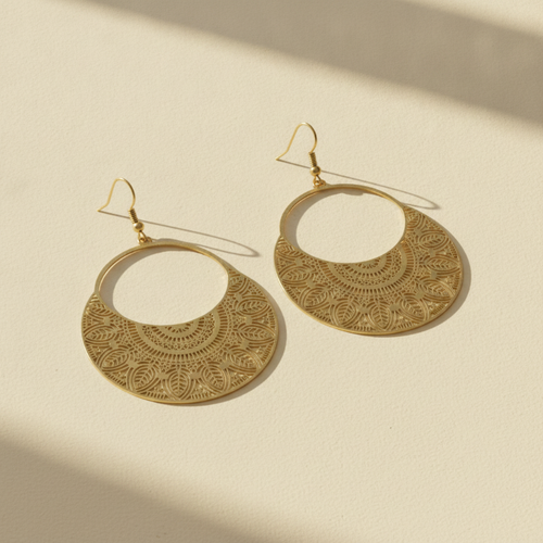 BOHO FILIGREE METAL DROP EARRING