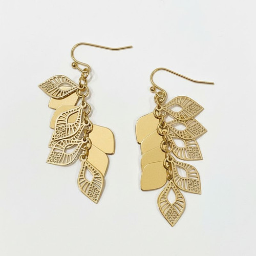 MULTI FILIGREE LEAF DROP EARRING