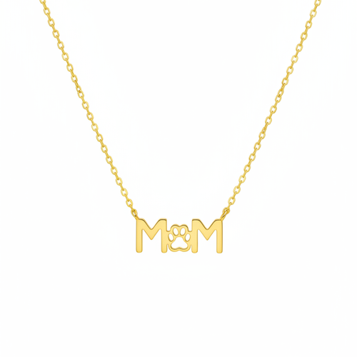 18K GOLD DIPPED PAW PRINT DOG MOM PENDANT DAINTY NECKLACE