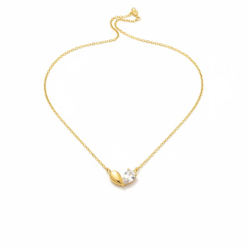 18K GOLD DIPPED CZ HEART SHAPE PENDANT DAINTY NECKLACE