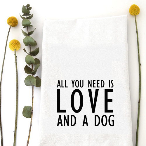LOVE AND DOG KITCHEN TEA TOWEL
