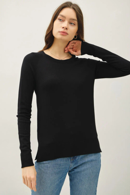 ROUND NECK RAGLAN LONG SLEEVE SWEATER