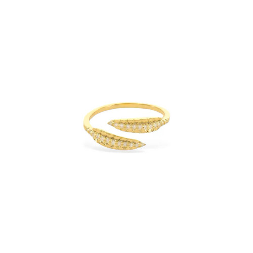 OPEN FRONT FEATHER GOLD RING