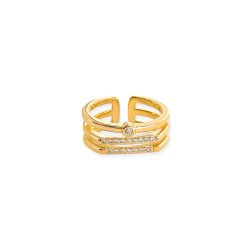 TRIPLE LAYER CZ GOLD RING