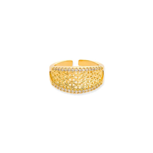 18K GOLD RHODIUM PLATED CZ GOLD RING