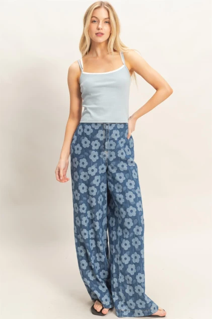 FLORAL WIDE LEG PANTS
