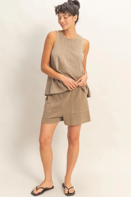 RELAXED ELASTIC FRONT POCKETS SHORT