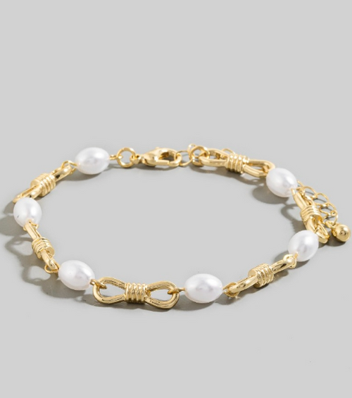 PEARL AND KNOT CHAIN BRACELET
