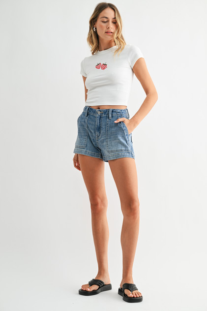 HIGH RISE TROUSER DENIM SHORT