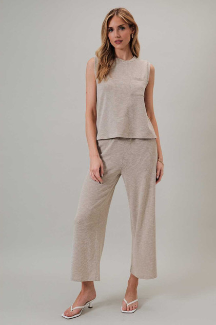 HIGH WAIST ELASTIC DRAWSTRING CROP PANTS