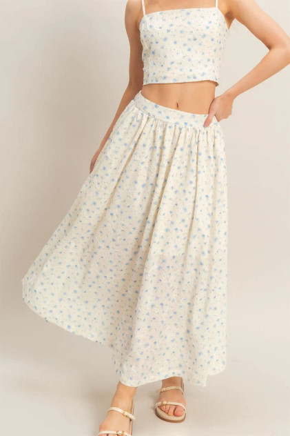 EMBROIDERED FLORAL MAXI SKIRT