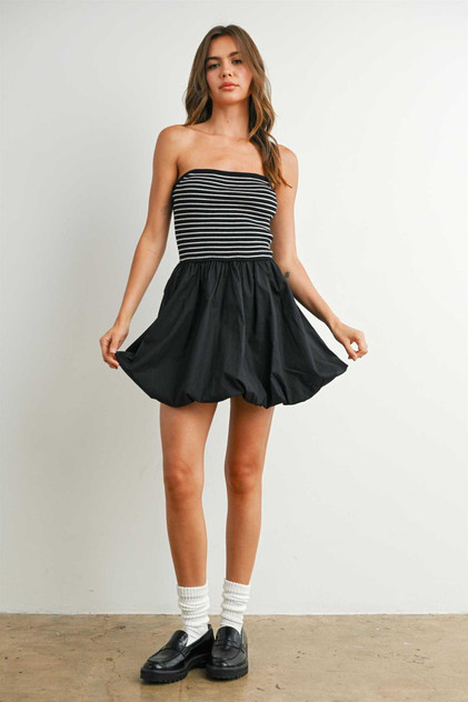 BUBBLE HEM MINI DRESS