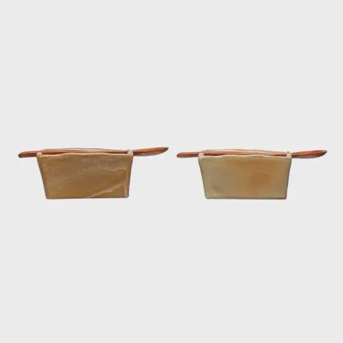 STONEWARE DISH WITH WOOD SPOON