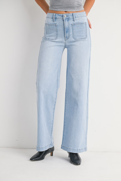 MINI PATCH POCKET WIDE JEANS