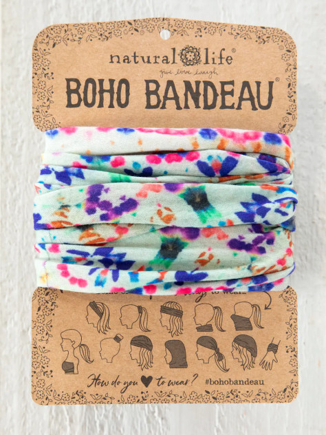 FULL BOHO BANDEAU HEADBAND - DARK CREAM TIE-DYE