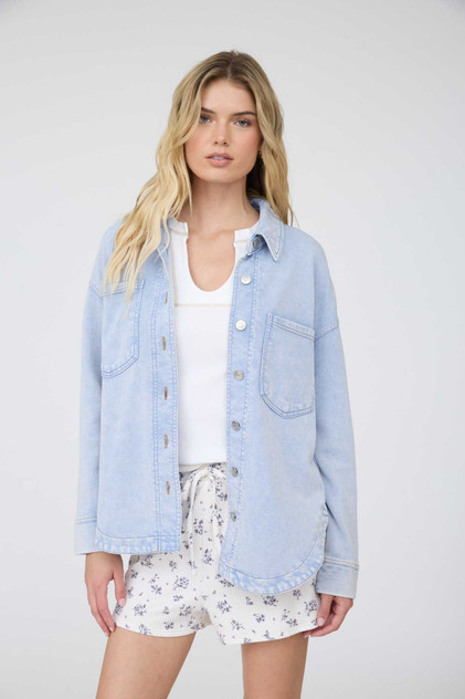 ACID WASHED COLLARED SHACKET
