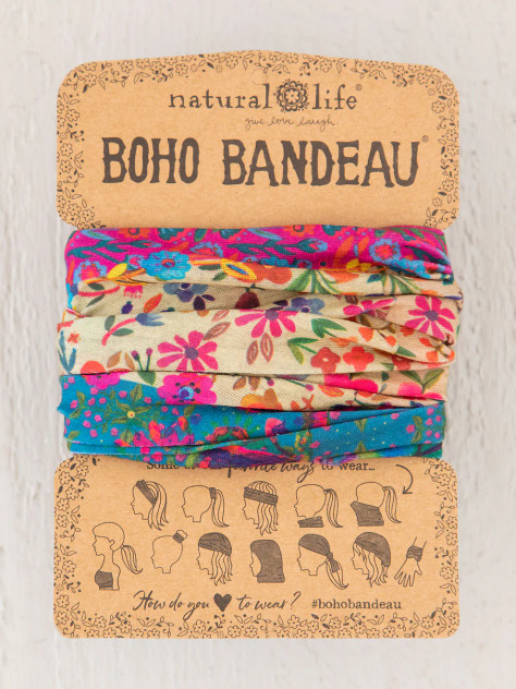 FULL BOHO BANDEAU HEADBAND - FLORAL BORDER