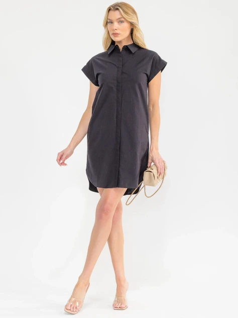 SHORT SLEEVE BUTTON UP STRIPES TUNIC MINI DRESS