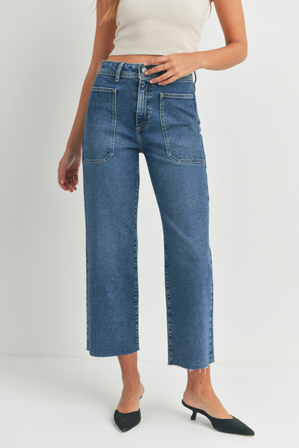 NAUTICAL HIGH RISE WIDE LEG DENIM JEANS