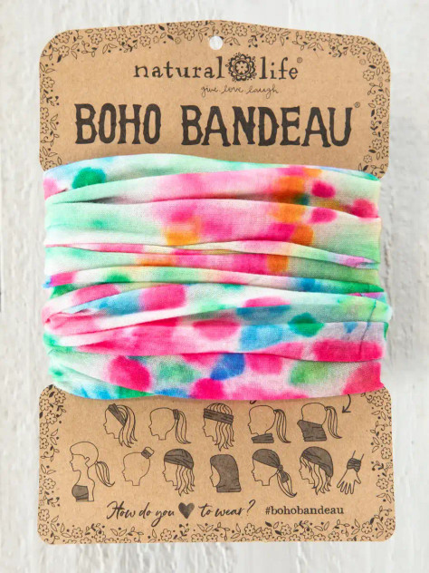 FULL BOHO BANDEAU HEADBAND - SPRING RAINBOW TIE-DYE