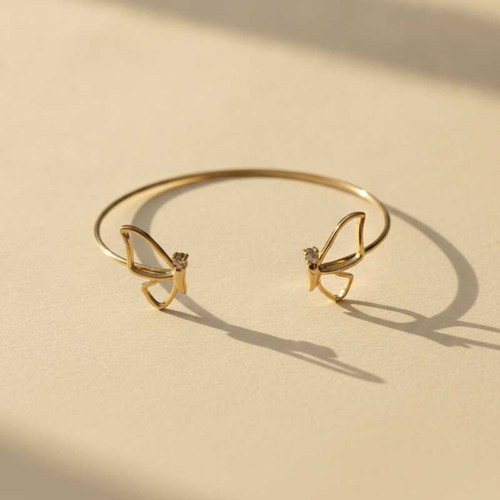 GOLD PLATED ADJUSTABLE BUTTERFLY CUFF BRACELET