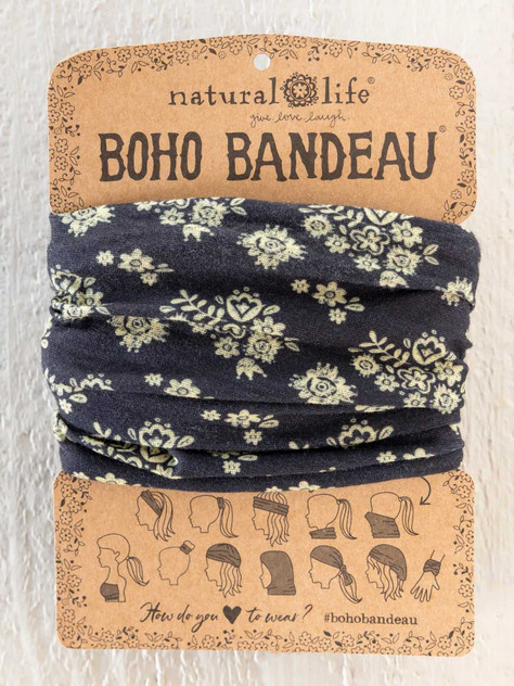 FULL BOHO BANDEAU HEADBAND - BLACK CLUSTER MEDALLIONS