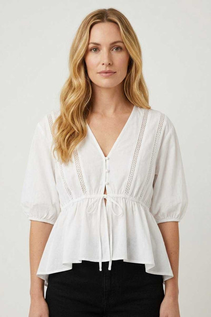 BOHO LACE PUFF SLEEVE BLOUSE