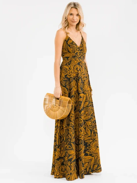 SLEEVELESS SELF TIE FLORAL WRAP MAXI DRESS