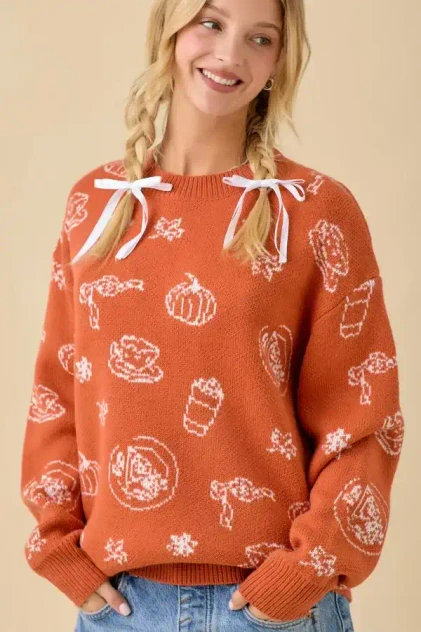 PUMPKIN SPICE PRINTED SWEATER