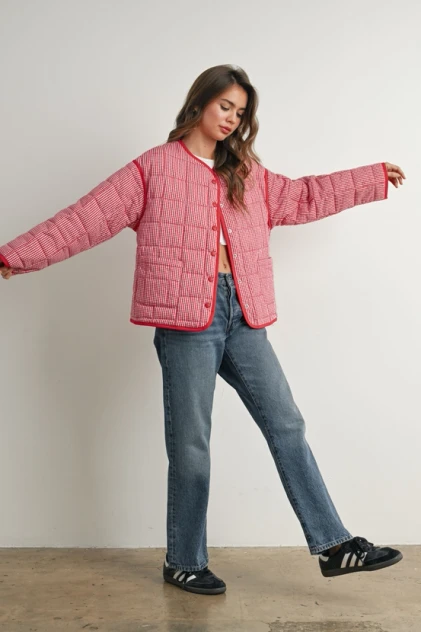 BUTTONED QUILTED PUFFER JACKET