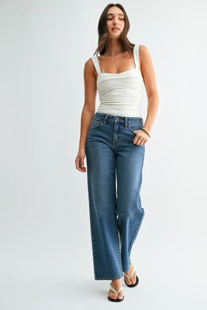 LOOSE LOW RISE STRETCH STRAIGHT DENIM