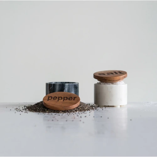 MARBLE SALT & PEPPER POT SET
