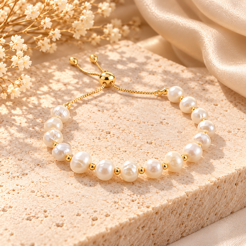 GENUINE PEARL DRAWSTRING BRACELET